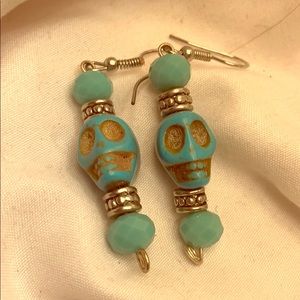 Blue & Silver Skull Earrings